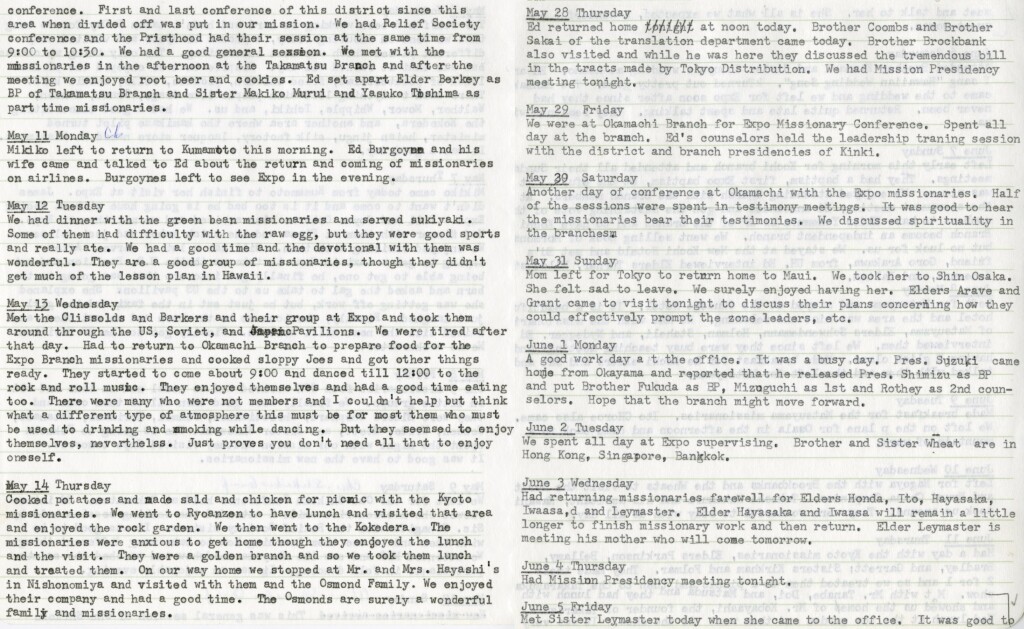 May 11 - June 4, 1970 - Osmond Family & Expo Branch