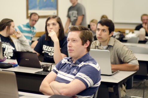 Matt Miles teaches a history class.