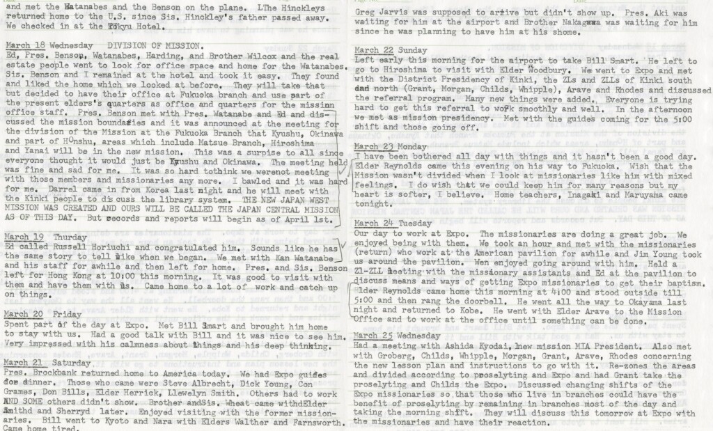 March 18 - 25, 1970 - Pres. Hinckley and Benson & Expo Visit