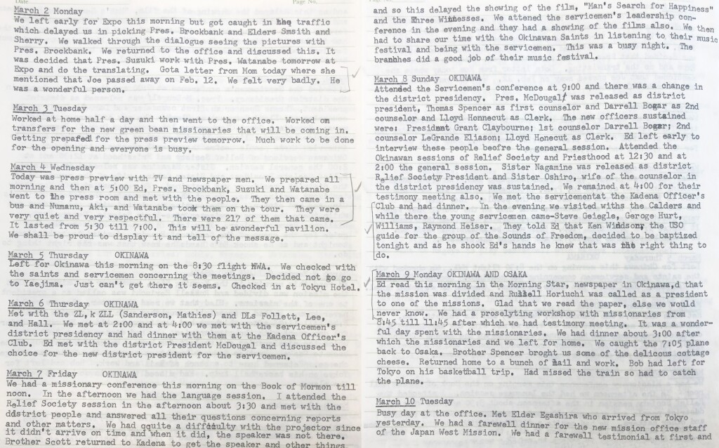 March 2 - 10, 1970 - Expo Press Day & Delay of Man's Search for Happiness Film Showing