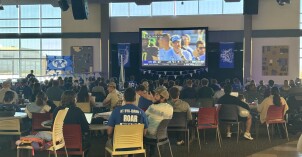 BYU fans watch a game