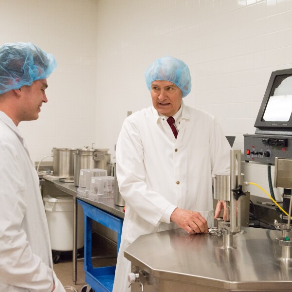 Various machines are used in the process of making ice cream. Food Science Department Instructor Steven Winkel.