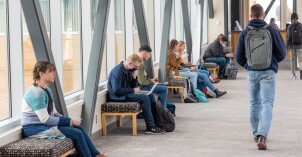 Students in the Skywalk