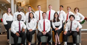Members of the Student Representative Council posed for photograph in the BYU-Idaho Center.