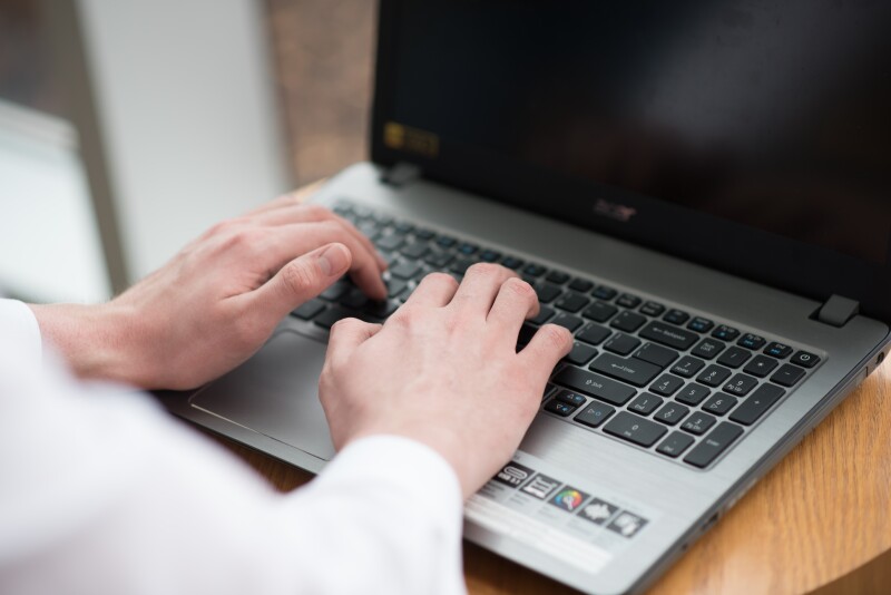 Online student using computer