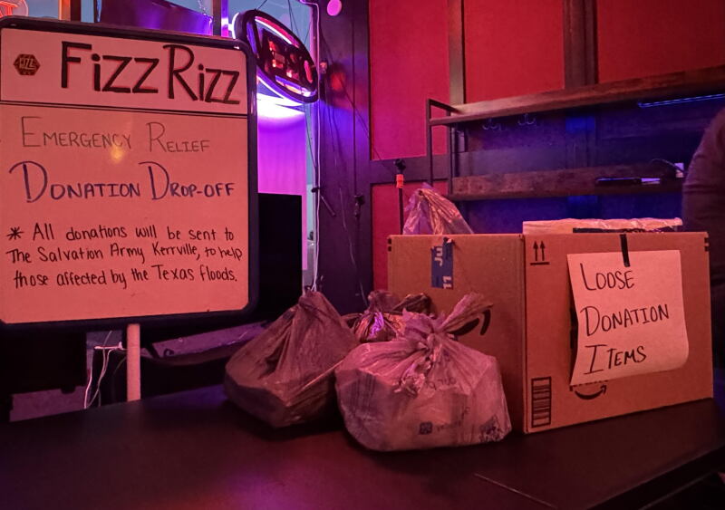 Fizz Rizz Fizz Rizz becomes a temporary donation hub for Texas Floods