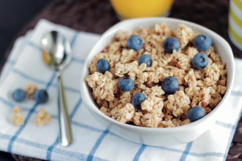 Cereal bowl with blueberries