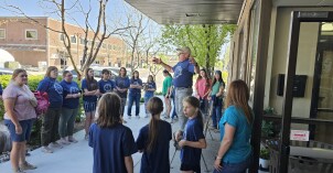 Mayor Merrill welcoming everyone and providing instructions