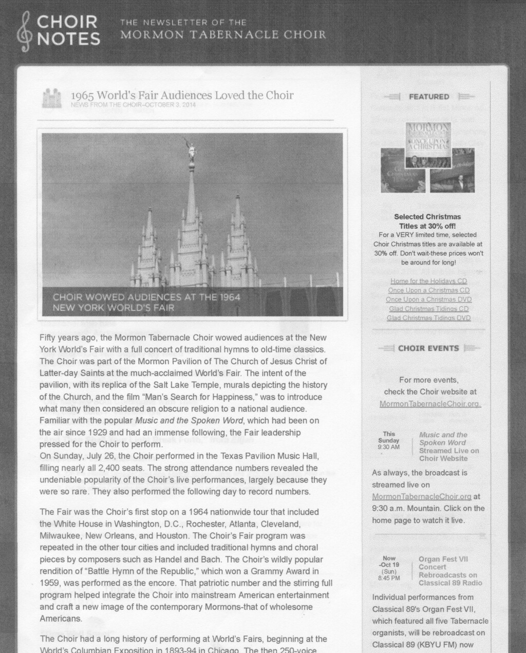 Choir Notes, MoTab History with Expo