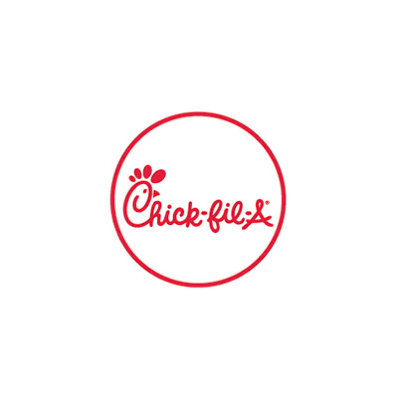 Chick-fil-A logo "Chick-fil-A" written in red cursive; white background with red outline.