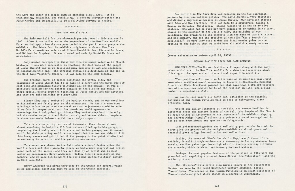 Pgs 172,173 - New York World's Fair by Elder Brockbank