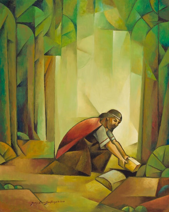 Moroni Hiding the Plates, Oil, 2019