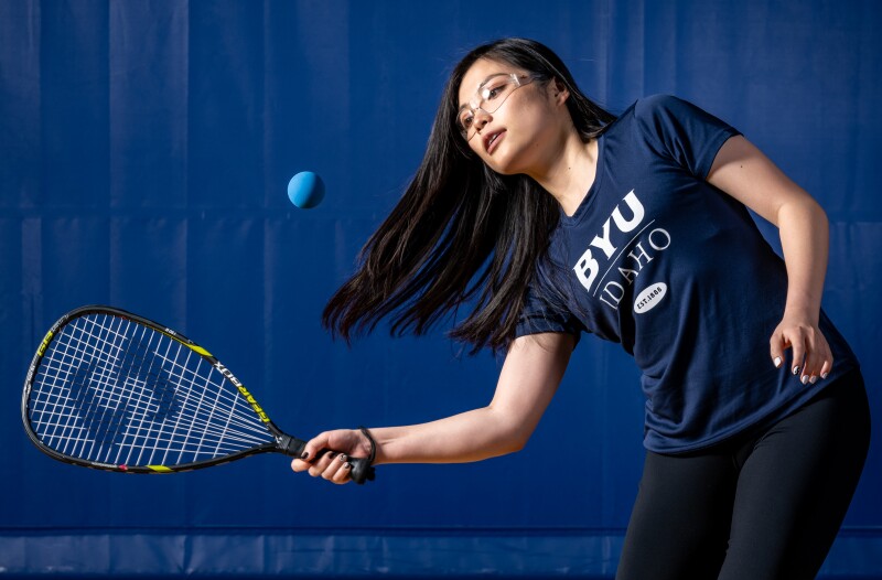 BYUI student playing Raquetball