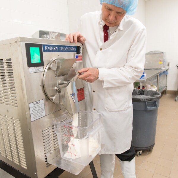 Various machines are used in the process of making ice cream.