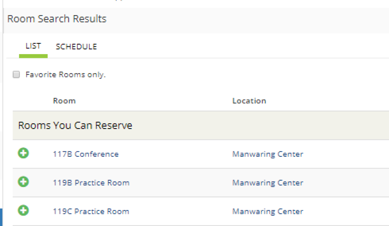 Available rooms for booking for BYU-Idaho Virtual EMS reservations.