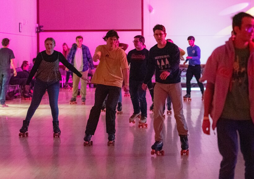 Students roller skating at BYU-Idaho's I-Night