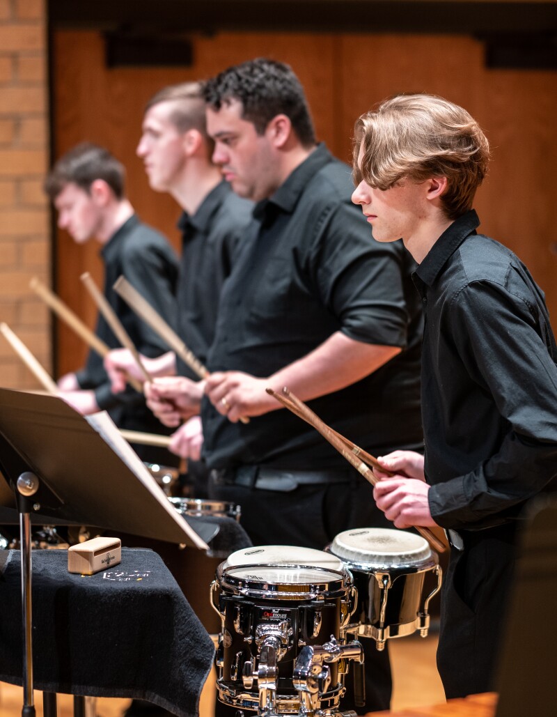 RixStix Percussion dress rehearsal in the Barrus Concert Hall. Directed by Kevin Myers