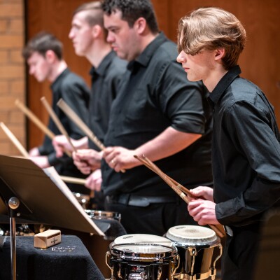 RixStix Percussion dress rehearsal in the Barrus Concert Hall. Directed by Kevin Myers
