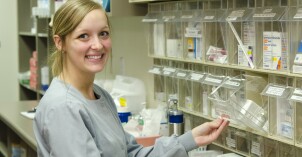 Health Center student employees working in the Health Center