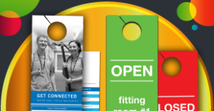 a variety of printed door hangers
