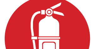 An icon of a fire extinguisher inside a circle.