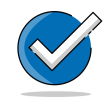 An icon of a check mark with a circle in the background.