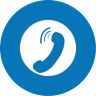 A circular icon with a telephone receiver in the middle.