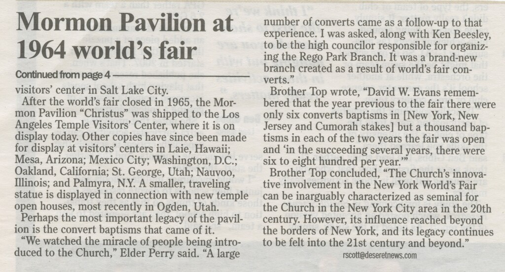 Mormon Pavilion at 1964 World's Fair Cont_d from pg 4.