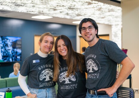 Students repping their spirit shirts in the Manwaring Center