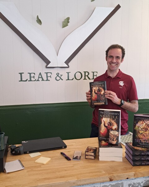 Jeremy at Leaf and Lore bookstore in Buena Vista, Virginia