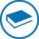 An icon of a circle with a book inside.