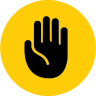 An icon of a palm-facing hand, representing a person telling someone "No" during a sexual assault.