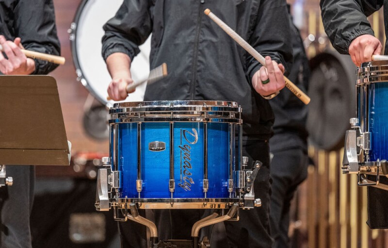 A RixStix Percussion student plays the drums.
