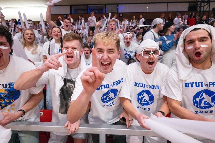 Intramural sports are an exciting part of student life at BYU-Idaho. BYU-Idaho cheer during a basketball game.