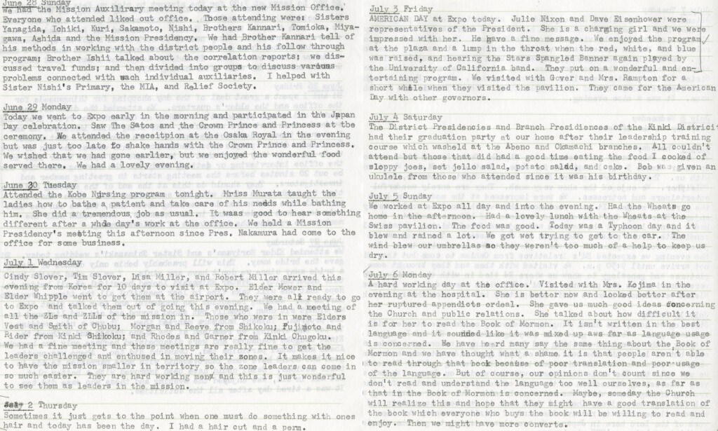June 28 - 30, July 3 - 6, 1970 - Expo & Crown Prince & Expo Visits