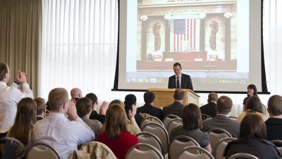 BYU-I students simulate a State of the Union address in a political science class.