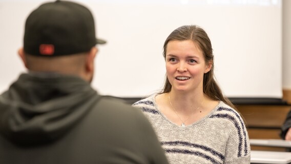 Students in Grover Wray's social work practice class