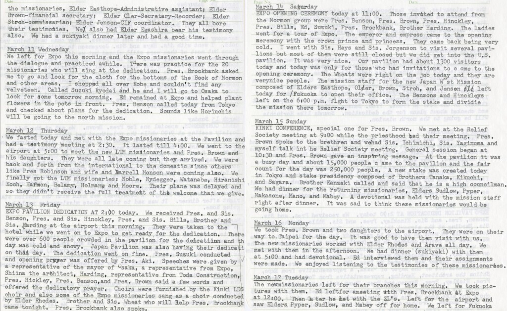 March 11 - 17, 1970- Expo Pavilion Dedication & Opening Ceremony