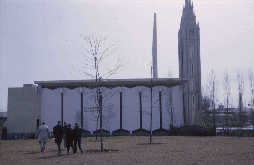 Expo Elders on their way to work at the Pavilion to tar roof, April, '65