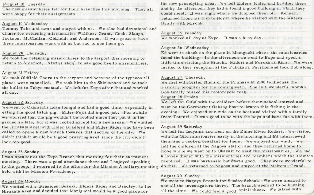 Aug. 18 - 30, 1970 - Missionaries & Expo Days