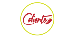 Caliente Logo with a picture of a red pepper next to the word.