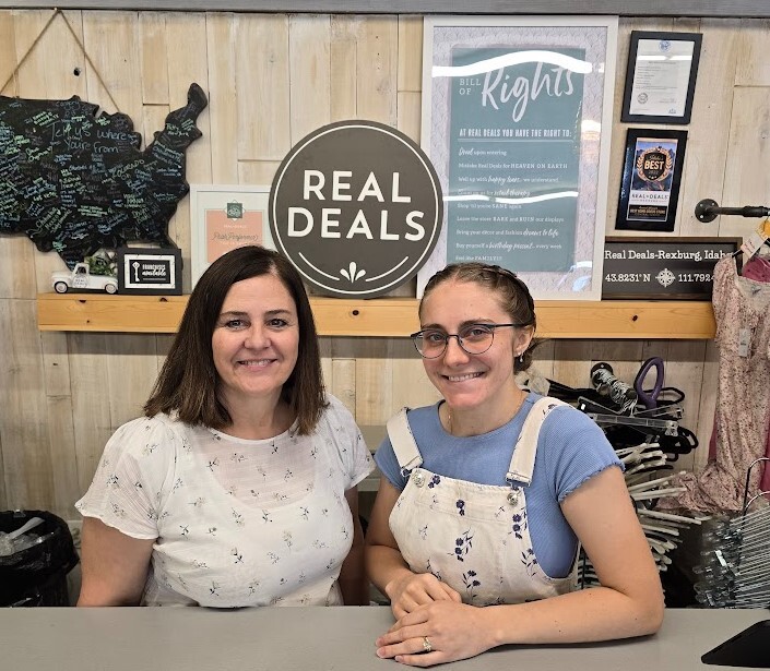 Owner Stacey Hansen (left) and her manager (right) at Real Deals in Rexburg. | Photo Credit: Natalia Hepworth