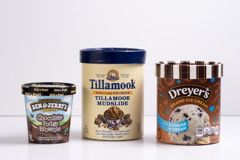 Different flavors and brands of Ice Cream