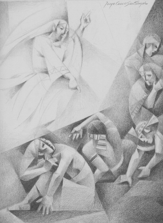 Alma and the Sons of Mosiah with the Angel, Graphite Study #2, 2019