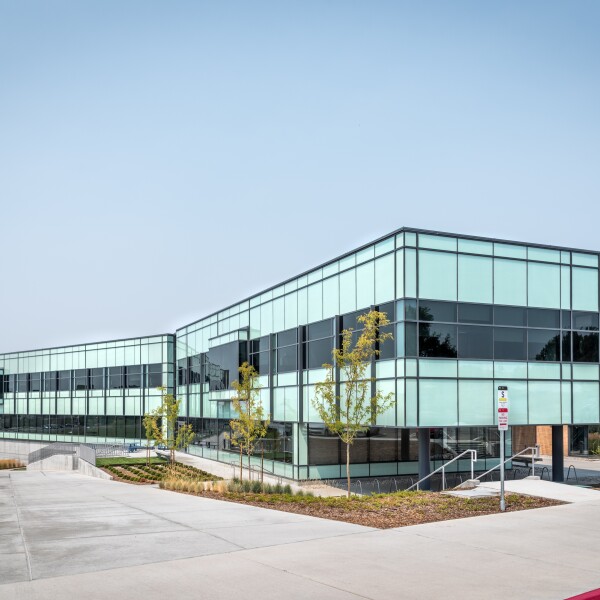 A northwest view of the Science and Technology Building on the BYU-Idaho campus.