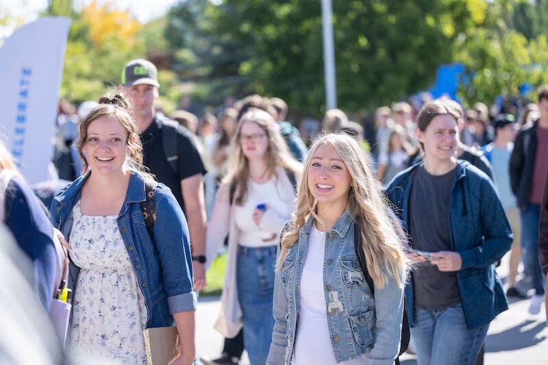Students gather to the BYU-Idaho Center to see President Alvin F. Meredith III and Sister Jennifer Meredith speak in the first devotional of Fall Semester on Sept. 16, 2025, in Rexburg, Idaho