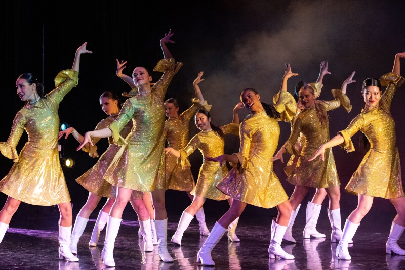 Students perform the Extravadance show in the Snow building.