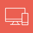 icon of a computer and phone on a red background