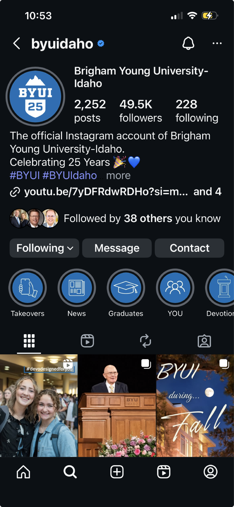 BYUI Instagram Screenshot Thumbnail