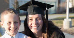graduate with her son